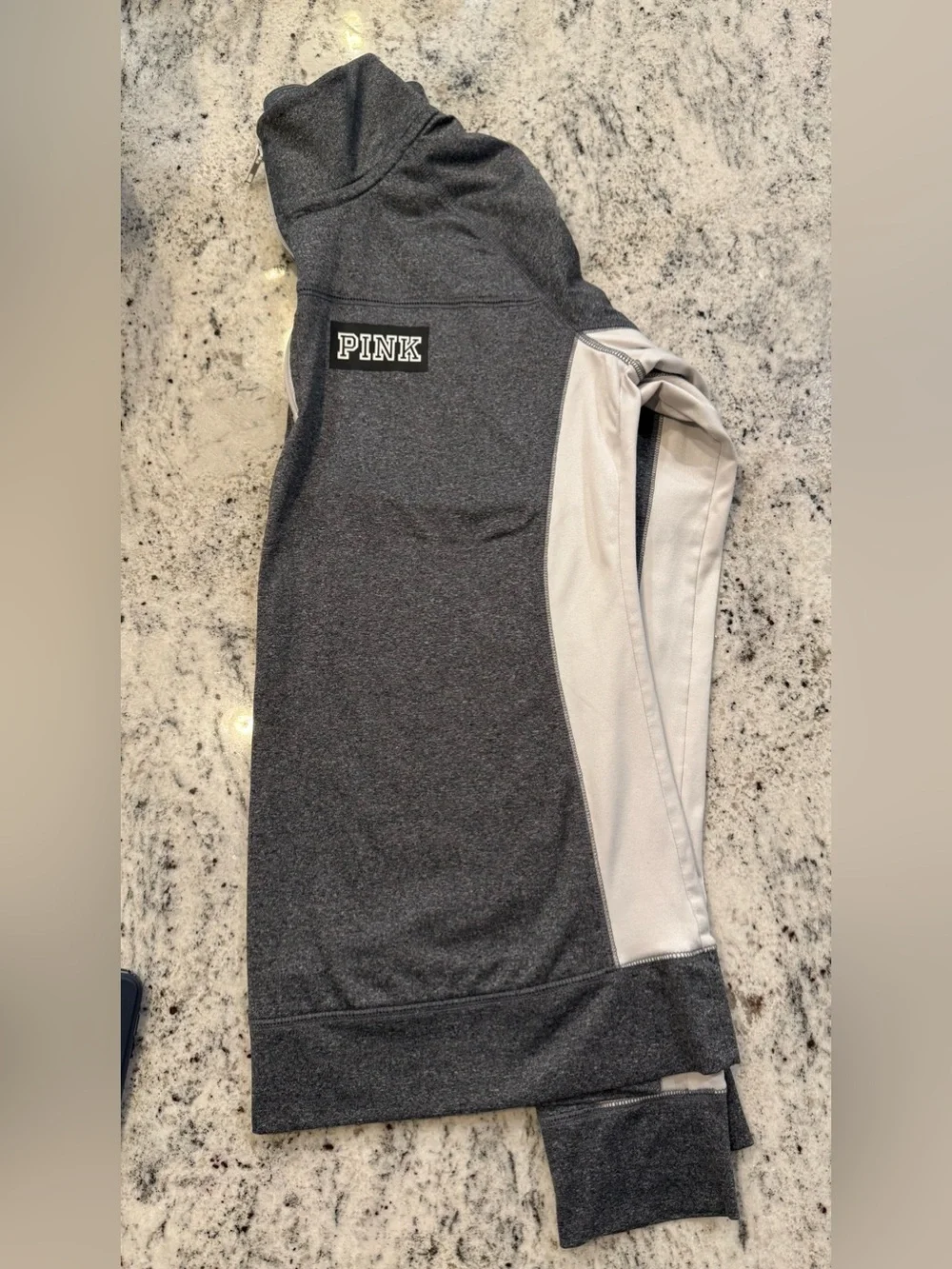 PINK Half-Zip Pullover - Heather Gray & White - Picture 3 of 3